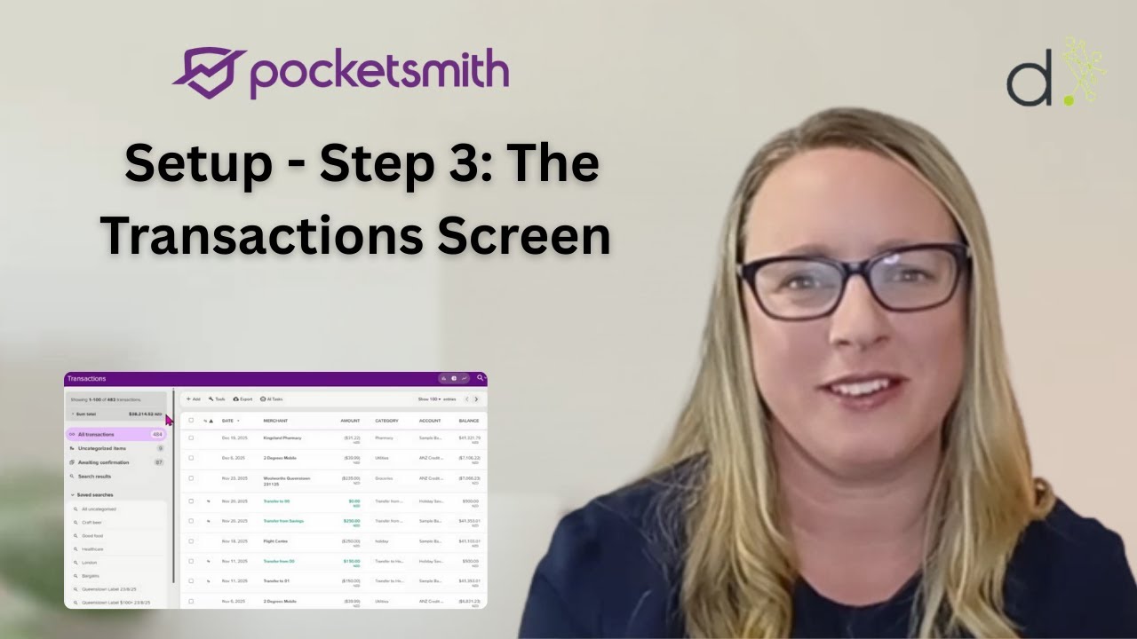 PocketSmith Setup - Step 3: The Transactions Screen