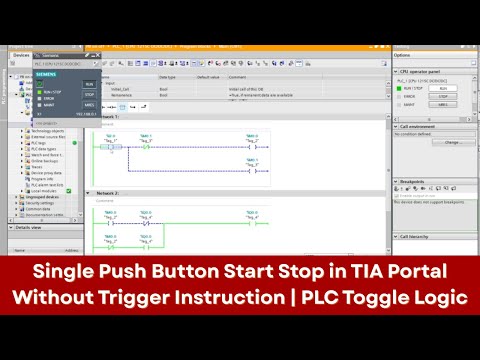 Single Push Button Start Stop in TIA Portal Without Trigger Instruction | PLC Toggle Logic