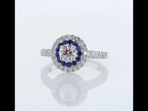 Custom Blue Sapphire Crystal Halo Ring