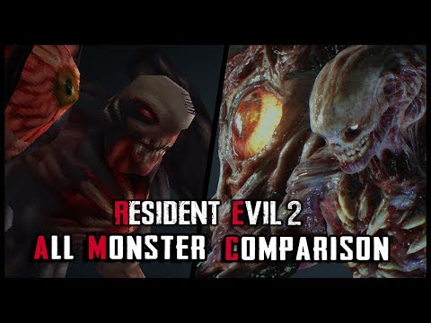 RESIDENT EVIL 2 REMAKE - ALL MONSTER COMPARISON (COMPARACIÓN MONSTRUOS) - ORIGINAL VS REMAKE