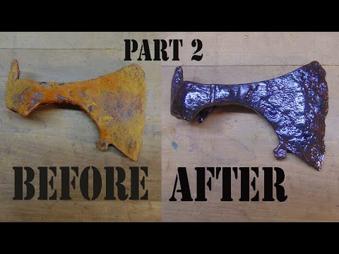 restoration of an ancient battle ax from the 9th -11th century AD of the Viking period. Part 2