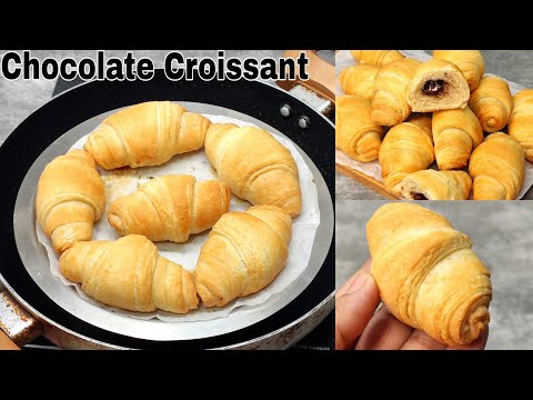 Crispy Chocolate Croissant Without Oven,Puffed Pastry|चॉकलेट क्रोसिंट बनाए कढ़ाई मे बिना पफ पेस्ट्री