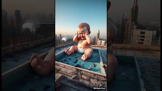 Baby&#39;s Cry Fills the Pool Again vs Monkey&#39;s Heart 😭 #story #ai #cute #shortsfeed