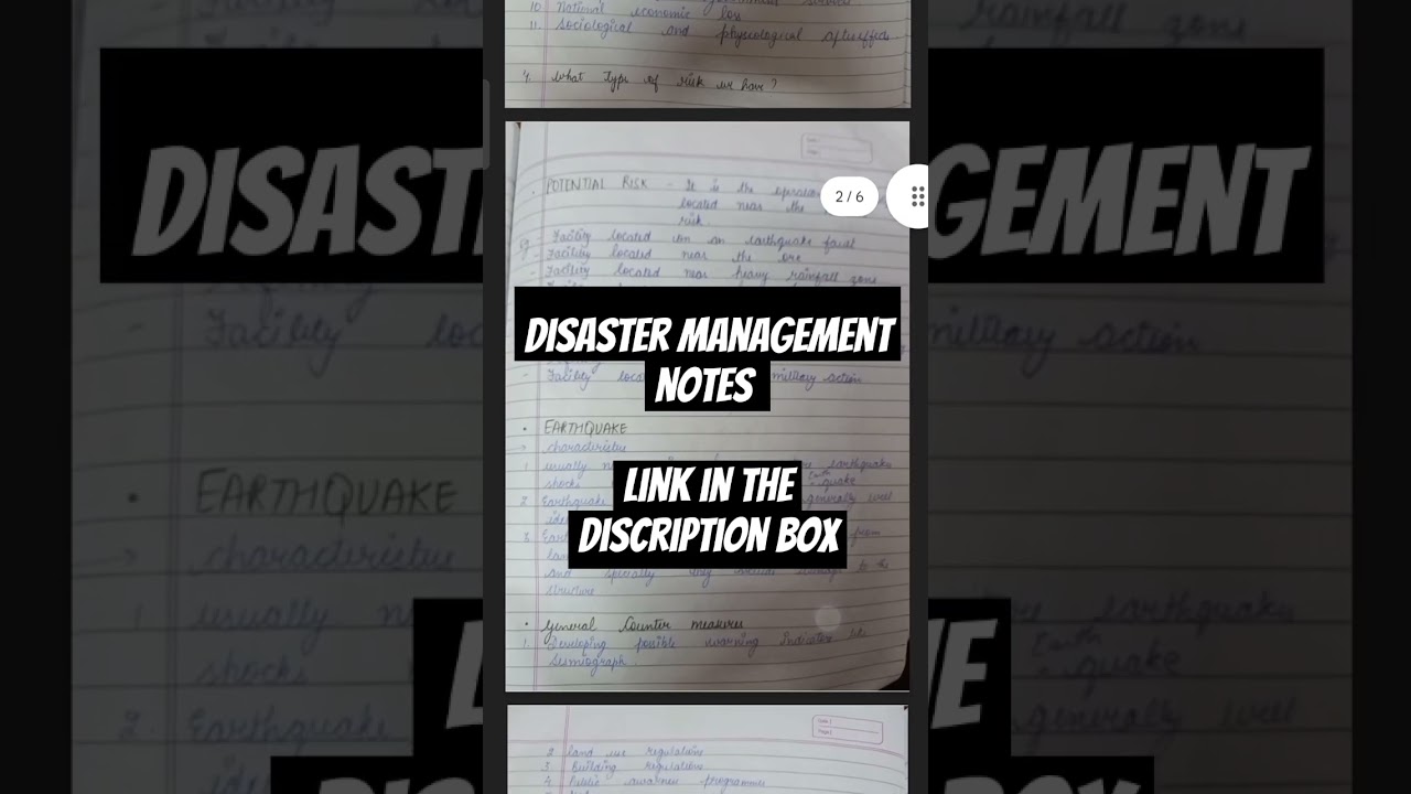 DISASTER MANAGEMENT NOTES
