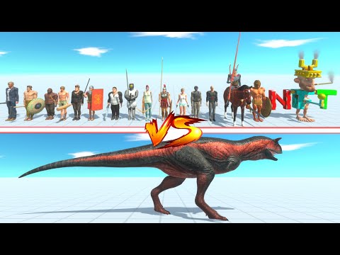 Carnotaurus Dinosaur vs All Modern and Ancient Humans - Animal Revolt Battle Simulator