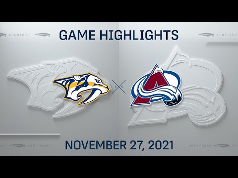 NHL Highlights | Predators vs. Avalance - Nov. 27, 2021