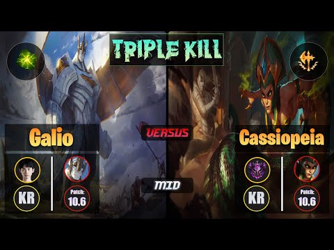 Doinb GALIO (Mid) [Aftershock] VS CASSIOPEIA - Master KR Patch 10.6 Triple Kill