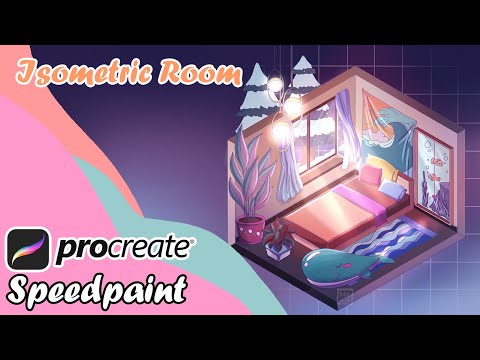 [Procreate Timelapse] You Can Draw This ISOMETRIC DRAWING - BEDROOM in PROCREATE