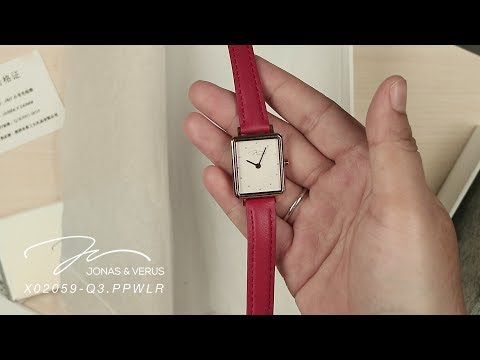 Jonas & Verus Just For Me X02059-Q3.PPWLR Ladies White Pattern Dial Red Leather Strap-1