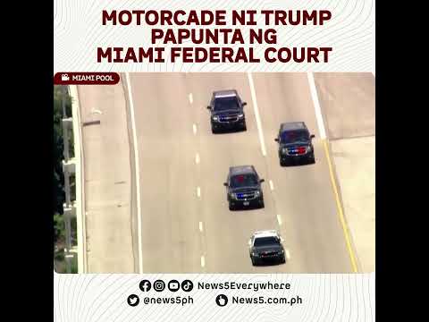 Aerial view of Donald Trump heading to Miami Court House
