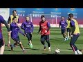 Entrenament del FC Barcelona previ al partit amb el Deportivo