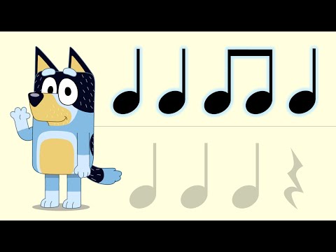 Bluey Rhythm Easy Play Along | 1/4 & 1/8th Notes