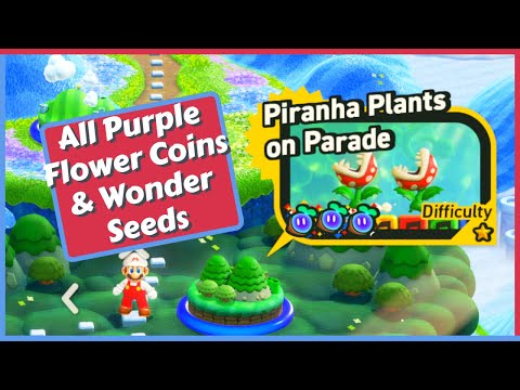 Piranha Plants on Parade - Purple Coins & Wonder Seeds + Flagpole & Secret Exit - Super Mario Wonder