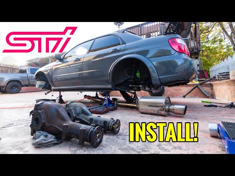 Subaru STI Transformation Begins! (Rear hubs, Axles, R180 Diff!)