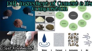 what is a cement | Cement ingredients and it's Function | || Chemical composition of Cement||