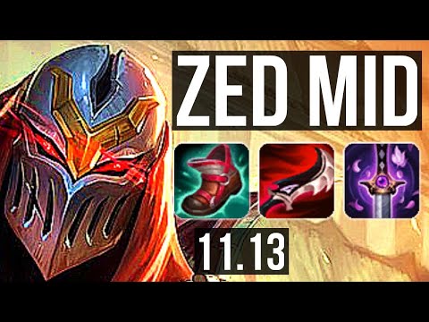 ZED vs QIYANA (MID) | 9/0/0, 9 solo kills, 1700+ games, Legendary, 1.0M mastery | KR Master | v11.13