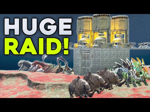 Raiding a Huge Floating Island Base to become the NEW ALPHA TRIBE! - ARK PvP