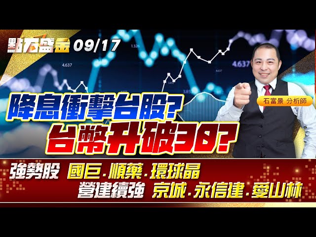 降息衝擊台股? 台幣升破30?強勢股 #國巨 #順藥 #環球晶 營建續強 #京城 #永信建 #愛山林 《點石盛金》石富景
