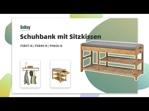 SoBuy FSR47-N Schuhbank mit Sitzfläche und Schubladen, Garderobenbank Schuhregal Schuhablage Sitzbank aus Bambus, BHT ca: 90x45x30cm