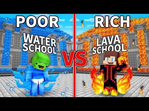 Mikey WATER vs JJ LAVA School in Minecraft (Maizen)