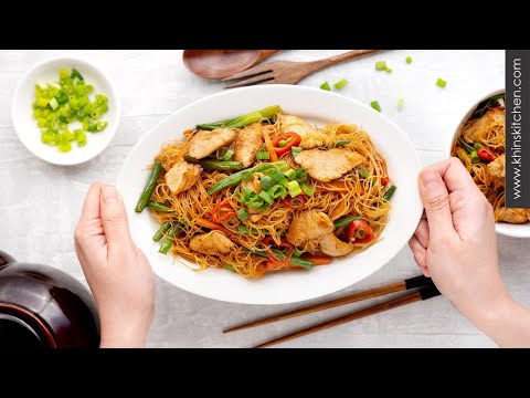 Chicken and Rice Noodle Stir Fry | Khin's Kitchen