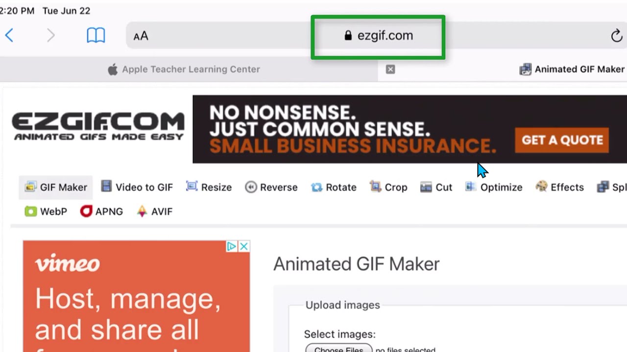 EZgif website overview