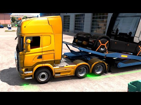 ETS 2 - Scania R500 Transporting 2 Trucks from Turin to Florence Part 2