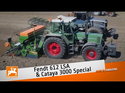 Fendt 612 LSA mit Aufbausämaschine Cataya 3000 Special | AMAZONE