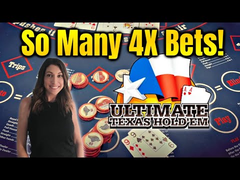 👊 CRUSHING IT!  So Many 4X Bets on Ultimate Texas Hold Em Poker #poker #casino #slot500club