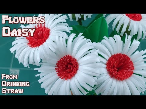 DIY Drinking Straw Crafts Ideas | How to Make A Red Daisy Flowers Craft From Plastic Tutorials Ep.33