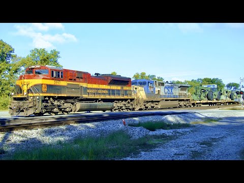 [4K60] Kansas City Southern Military Trains [W880] to Fort Eustis on CSX, featuring a YN2 Dash 8