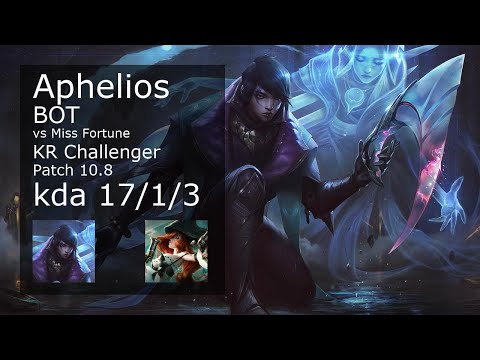 Aphelios ADC vs Miss Fortune - KR Challenger 17/1/3 Patch 10.8 Gameplay // [롤] 아펠리오스 vs 미스 포츈