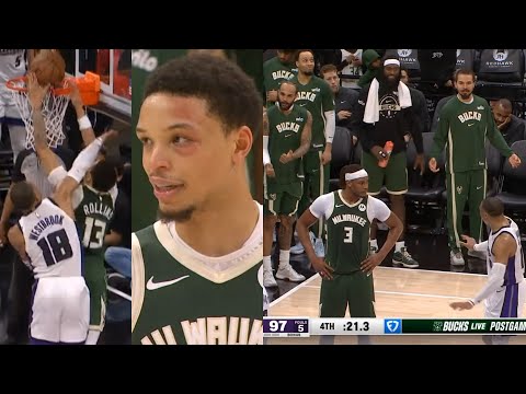 Russell Westbrook can't stop jawing with Ryan Rollins and Bucks after foul 😂