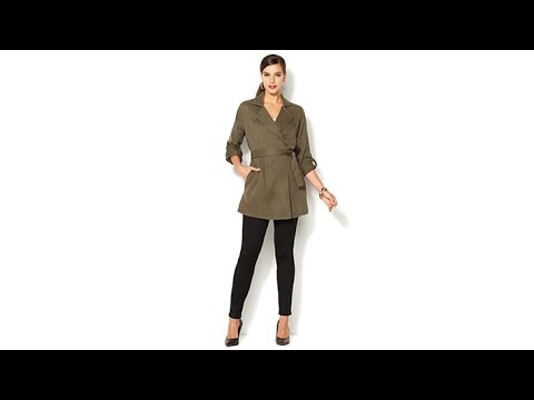 IMAN Global Chic Runway Glam Look of Denim Draped Jacket