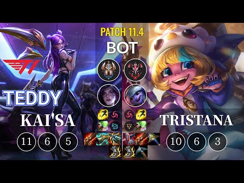 T1 Teddy Kai'Sa vs Tristana Bot - KR Patch 11.4