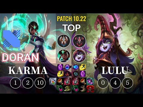 DRX Doran Karma vs Lulu Top - KR Patch 10.22