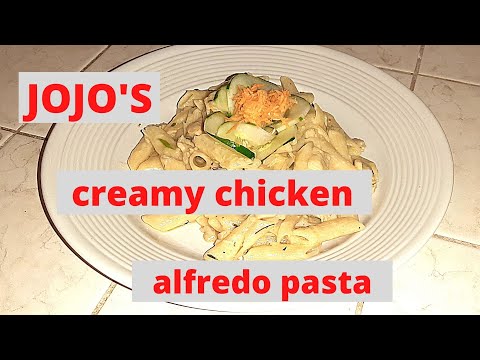 how to make creamy chicken alfredo pasta/ jamaican style/ cooking with jojo