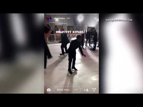 Scarlett Johansson & Colin Jost hold hands & skate after SNL