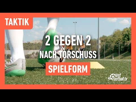Fussballtraining: 2 gegen 2 nach Torschuss - Spielform - Taktik