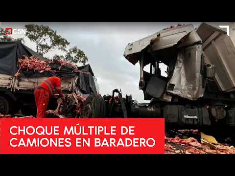 CHOQUE MÚLTIPLE de CAMIONES en BARADERO
