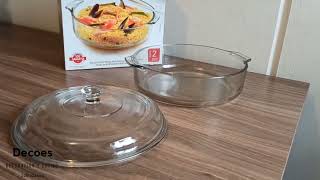 Cacerola de vidrio con tapa 3 lt. Pyrorey| Cacerola de vidrio| Cacerola para hornear.