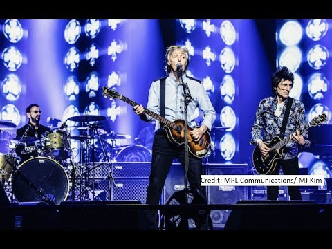 Paul McCartney with Ringo Starr and Ronnie Wood