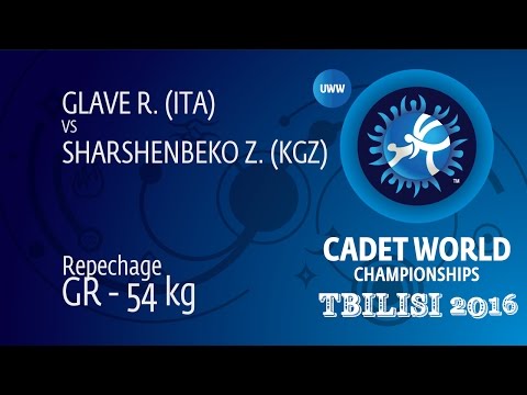 Repechage GR - 54 kg: Z. SHARSHENBEKO (KGZ) df. R. GLAVE (ITA) by FALL, 8-0