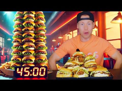 15 BURGERS in 45 MINUTES & 1 year free food 🍔 Viral Social Media TikTok Food Challenge! Big M