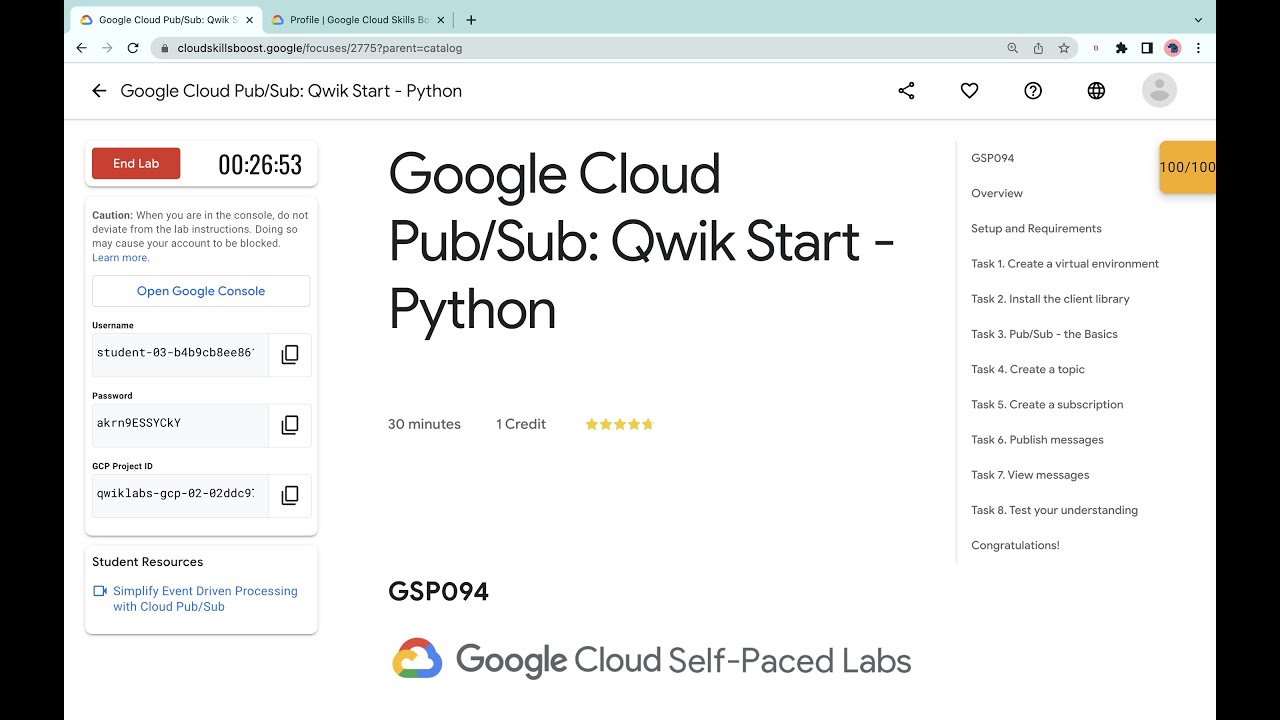 Google Cloud Pub/Sub: Qwik Start - Python || #qwiklabs || #GSP094