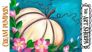 Easy white pumpkin Acrylic painting tutorial step by step Live Streaming | TheArtSherpa