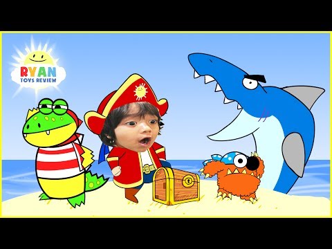 RYAN PIRATE ADVENTURE CARTOON for children! Treasure Hunt with Shark Animation for Kids