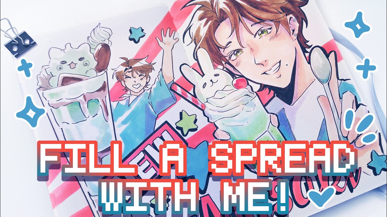 Colour and Ink With Me! ✨ Fill A Sketchbook Spread With Me!