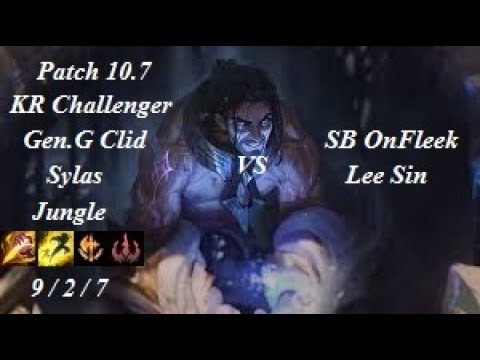 Gen.G Clid - Sylas Jungle vs Lee Sin - SB OnFleek - KR Challenger 1361 LP - Patch 10.7