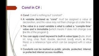 C# Beginner to advanced - Lesson 70 - Const and Readonly keywords demo with live coding example